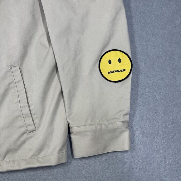 Airwalk x Forever 21 Jacket Mens Medium Beige Harrington Skater Patch Streetwear - Picture 4 of 11